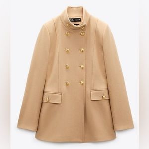 Zara gold button wills blend coat- size Small